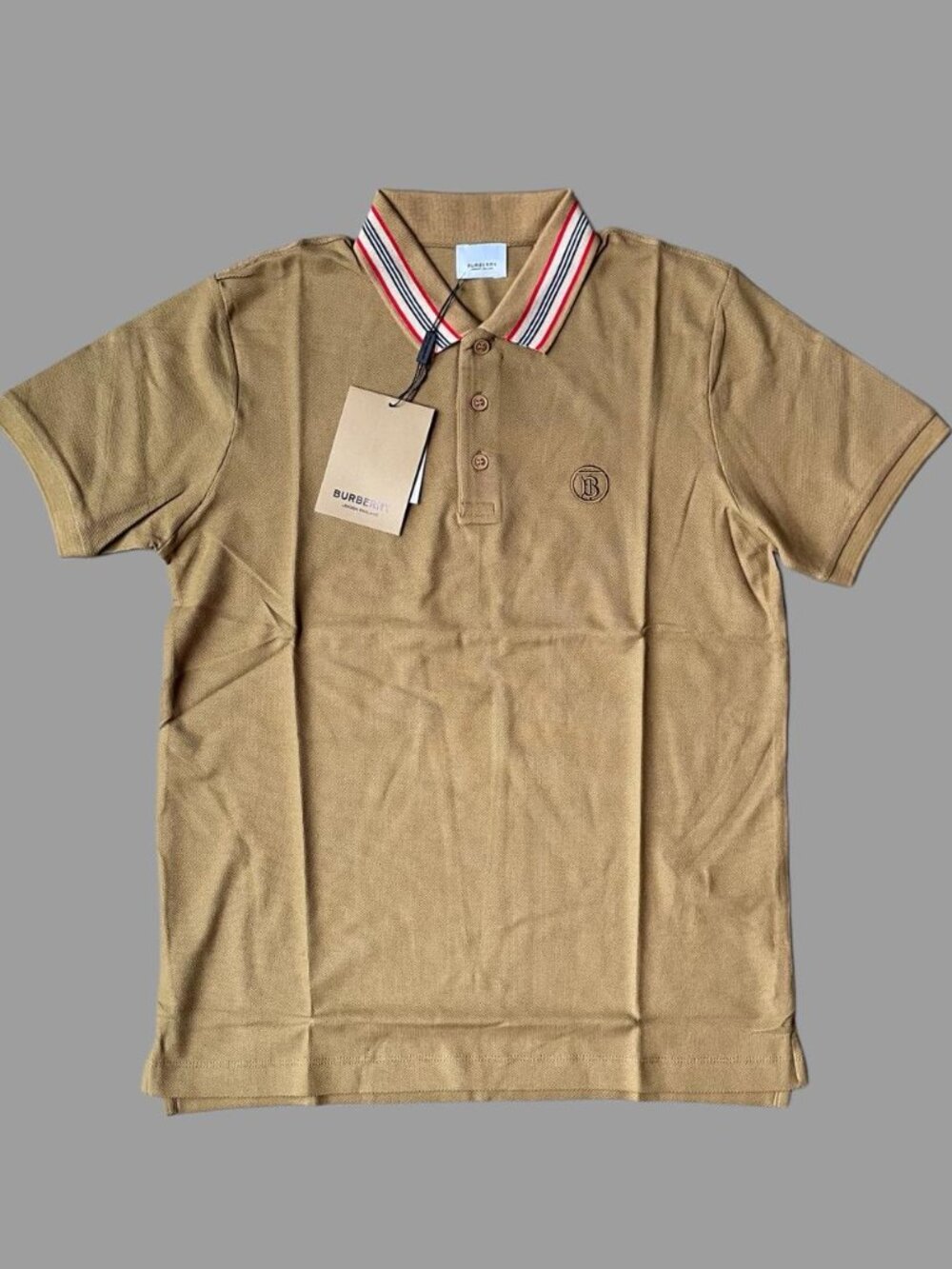 Burberry Men's Brown Cotton Polo Shirt Medium
